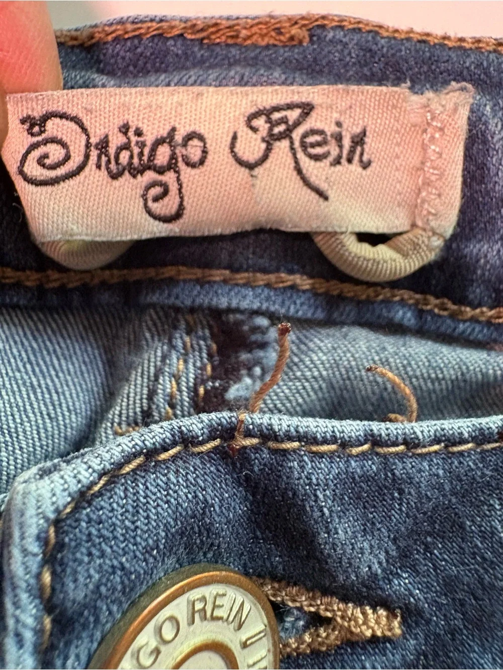 Indigo Rein Distressed Ankle Skinny Jeans Juniors 7 Medium Wash Raw Hem